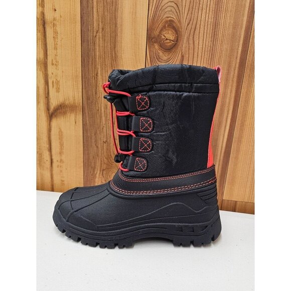 CoXist Black & Red Zip Tall Kid's Snow Boots Size 1 - Picture 1 of 9